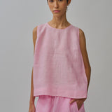 Midtown Linen Top in Strawberry Milk