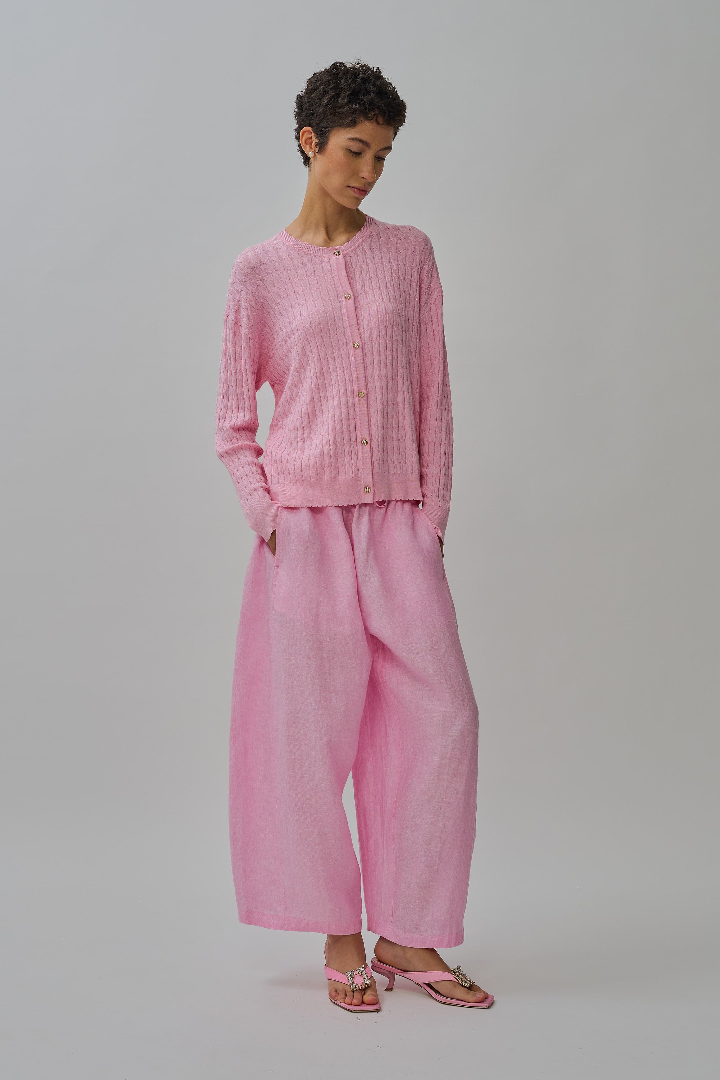 Sculptor Linen Pants in Strawberry Milk