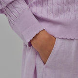 Iris Cable-Knit Cardigan in Ube