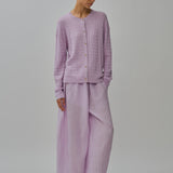 Iris Cable-Knit Cardigan in Ube