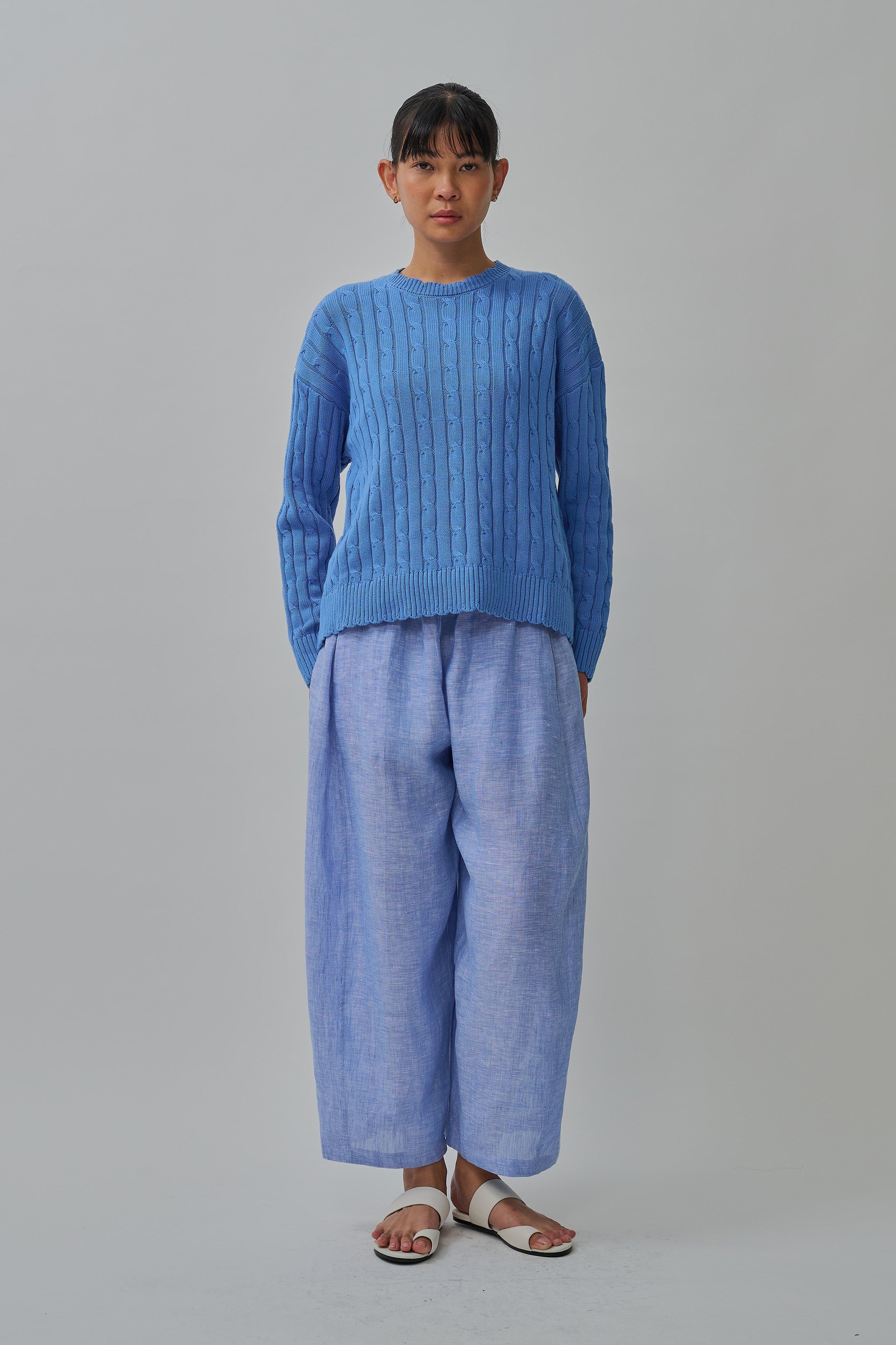 Bridget Chunky Cable-Knit Jumper in Cerulean