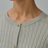 Iris Cable-Knit Cardigan in Celadon