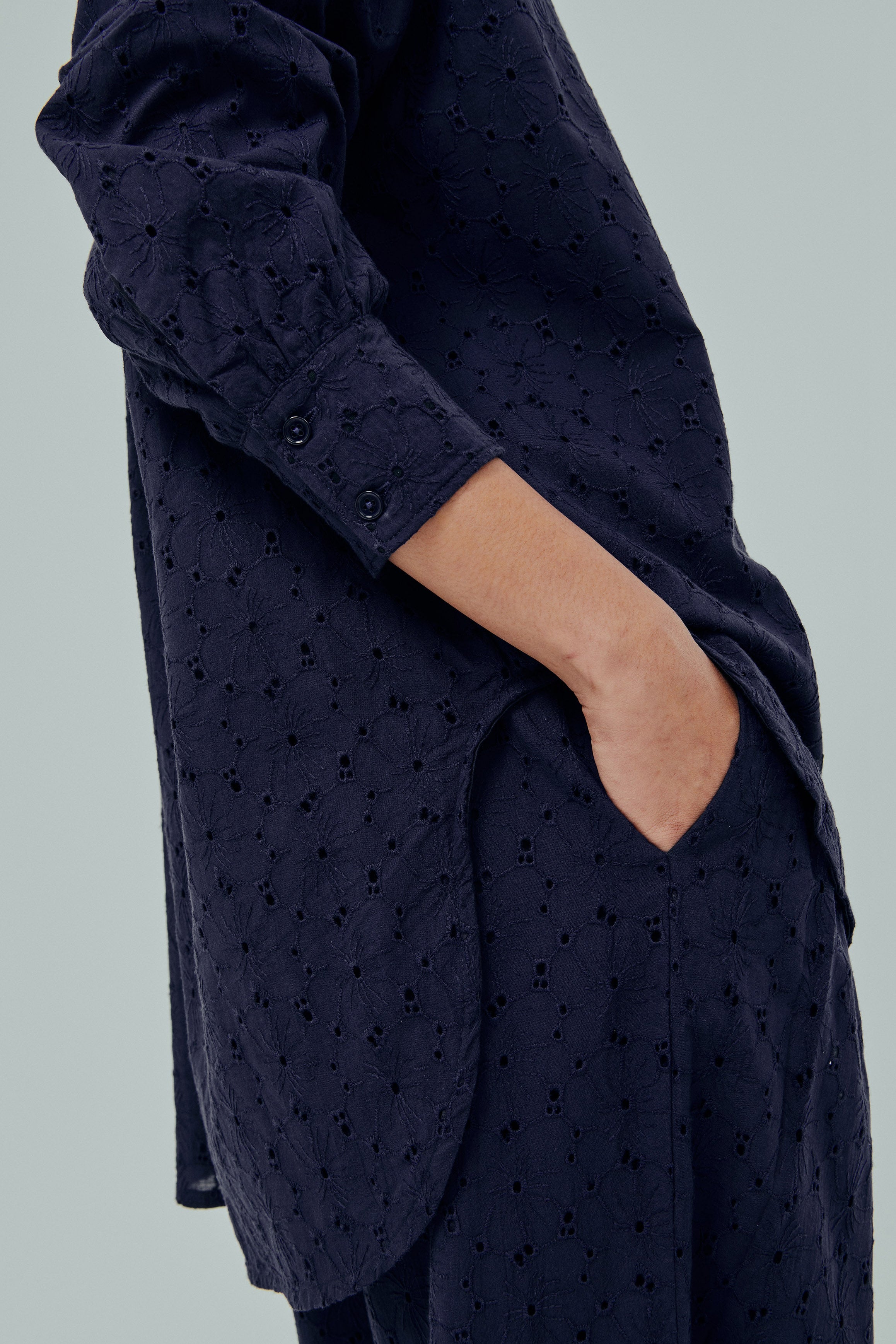 Friday Broderie Trousers in Navy