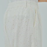 Friday Broderie Trousers in Cream