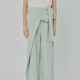 Modern Wrap Linen Trousers in Mint