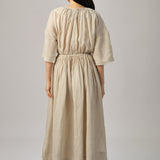 Market Linen Gingham Dress in Ecru