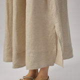 Market Linen Gingham Dress in Ecru