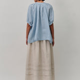 Lake Short Sleeve Linen Shirt in Cornflower
