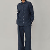 Friday Linen Pants in Bluesteel