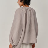 Lake Long Sleeve Linen Shirt in Pebble