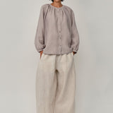 Lake Long Sleeve Linen Shirt in Pebble