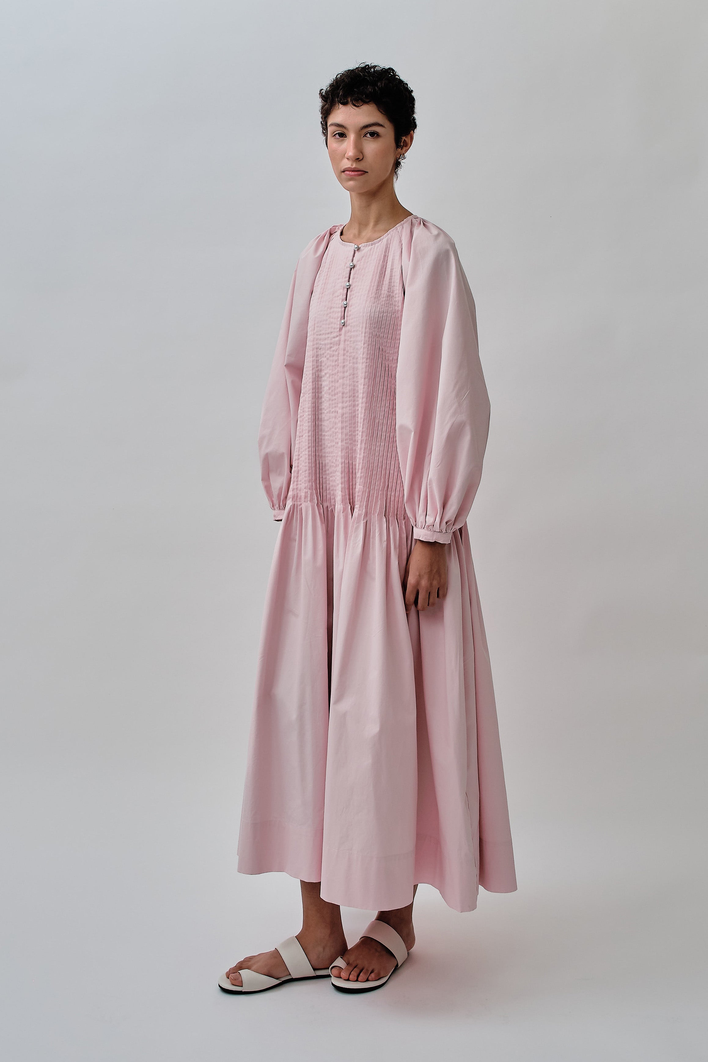 Studio Pintuck Dress in Pink